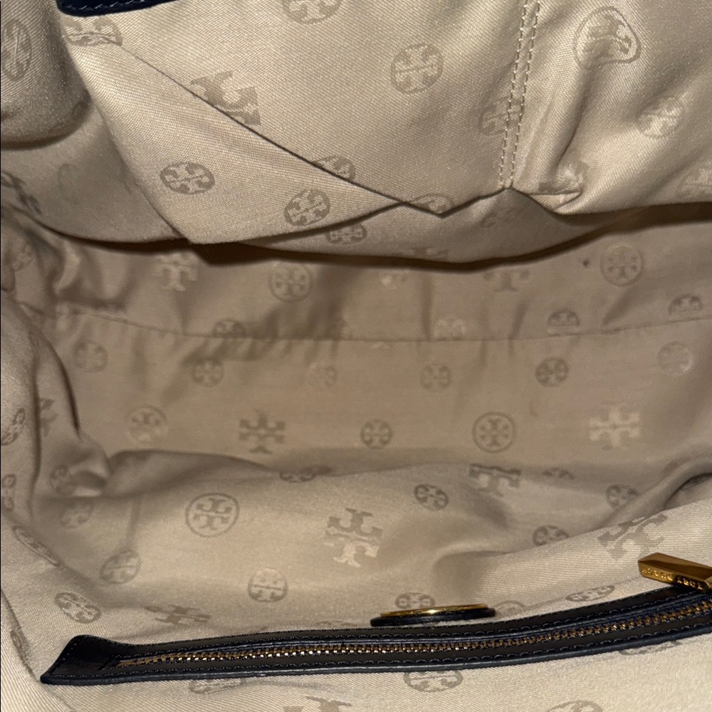 Tory Burch Black and Tan Leather Canvas Tote - Picture 10 of 14